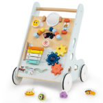 Pink Foldable Baby Walker with Detachable Tray & Shape Sorter Toys, 3-Level Height Adjustable for 6-12 Months - Image 14