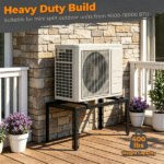 Adjustable Mini Split Ground Stand, 400 lbs Heavy Duty AC Condenser Stand for 9000–36000 BTU Ductless Heat Pump, Anti-Vibration Outdoor Support Bracket - Black - Image 5