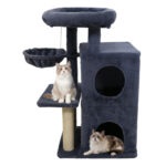 Dark Gray 33.5" Multi-Level Cat Tree with 2-Tier Condo, Sisal Scratching Posts & Anti-Toppling Device for Cats - Image 2