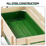 Heavy Duty Steel Wooden Side Support Cargo Wagon with 10" All-Terrain Air Tires, Up to 220lb Load Capacity, for Towing Kids Toys, Gardening Supplies, Green - Image 8