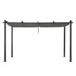 143.1" x 101.4" Retractable Canopy Metal Pergola, Heavy Duty Powder Coated Iron Frame Patio Pergola with Adjustable PA Coated Oxford Fabric Shade Canopy for Backyard Garden Lawn, Dark Gray - Image 2
