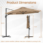 9x8.2FT Cantilever Patio Umbrella, Double-Tier Vented Offset Umbrella for Garden Pool-Brown - Image 2