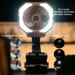 USB Rechargeable Camping Fan Portable Outdoor Foldable 3 Levels Tent Fan W/ LED Light (US Logistics For USPS/DHL/Fedex/UPS. No designated logistics accepted TK/TMEU only For self-pickup - Image 10