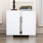Elegant Nightstand with Metal Handle, Mirrored Bedside Table with 2 Drawers for Bedroom, Living Room, White - Image 6