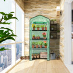 69x49x160cm Black Iron Pipe Pointed Mini Flower Stand With 4 Layers Of Grid, With Zipper Rolling Door, PE Cloth Green House SAME AS99351374 - Image 12