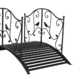 119*67*71cm Courtyard With Bird Pattern Arched Handrail Courtyard Iron Bridge Black - Image 7