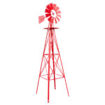 8FT Weather Resistant Yard Garden Windmill Red - Image 12
