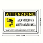 CIFbuy Vintage Reflective Aluminum Safety Sign Wall Mounted Bilingual English Italian No Power Required Weather Resistant High Visibility For Home Business Monitoring (TikTok, temu pick-up service)