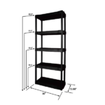 5-Tier Black Plastic Shelf Unit, 68.8 H x 30 W x 13.88 D, 350 lb Capacity (Shipment from Walmart) - Image 2