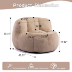 Oversized Bean Bag Chairs,Multicolor Faux Fur Couch Filled with Shredded Sponge,Large Lounger Sofa For Living Room,No Assembly Required ,Brown+Camel - Image 5