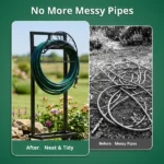 Garden Hose Holder, Water Hose Holder Stand with Storage Basket, Heavy Duty Freestanding Garden Hose Hanger Storage Rack with 4 Spikes for Outside Yard Lawn Farm, Black - Image 5