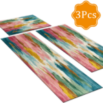 Three-piece kitchen rug set, non-slip and washable, abstract pattern kitchen hallway rug, soft and comfortable, suitable for sinks, floors, entrances, hallways and bathrooms. - Image 3