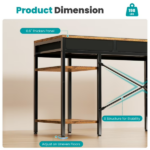 47 Inch Computer Desk with Fabric Drawers & Storage Shelves,Small Home Office Desk Study Table for Home office Bedroom,Rust - Image 2