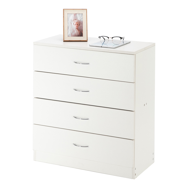 9c6468da-38a0-4480-8d54-49cbb86939be.png MDF Wood Simple 4-Drawer Dresser White - Image 1