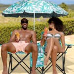 Portable Outdoor 2-Seat Folding Chair with Removable Sun Umbrella Pineapple - Image 6
