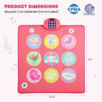 Pink Kids Dance Mat (3+ Ages), 5 Difficulty Levels & 9 Demo Songs, Non-Slip Safe Design - Image 4