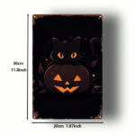 CIFbuy Vintage Retro Metal Sign 2D Flat Halloween Black Cat Pumpkin Lantern Art Painting Decor 8x12 Inch Single Piece Classic Ornament TikTok, TikTok, ent Self-pickup Logiopics - Image 2