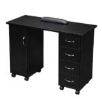 Double Edged Manicure Nail Table with Drawer Black - Image 7