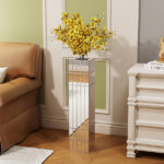 Tall Floor Vase 29.92" (76cm) Mirrored Floor Vase for Home Decor Large Cube Vase in Silver for Dried Flowers Modern Glass Vase for Living Room - Image 2