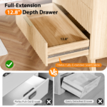 3-Drawer Cabinet with Slatted Fronts 31.5"*15.6"*29.72" Chest of Drawers Nightstand Oak - Image 10