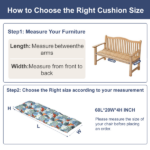 Outdoor Bench Cushion, 60 × 20 × 4 Inch, Tufted Waterproof Swing Cushion with Ties, for Patio Bench or Window Seat - Image 2