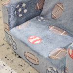 Kids Foldable Sofa Bed with Night Glow – 2-in-1 Convertible Children’s Lounge Chair, Soft Flannel Fabric, High Resilience Sponge, Removable Cover, Safe Round Edge Design – Gray Blue Sports Ball Pattern - Image 10