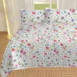 3 pcs Watercolor Wildflower Quilted Bedspread Set, Colorful Botanical Floral Print Quilt Set, Lightweight Reversible Coverlet with Pillow Shams, Spring Garden Bedding for Bedroom Decor temu can only be self-picked up