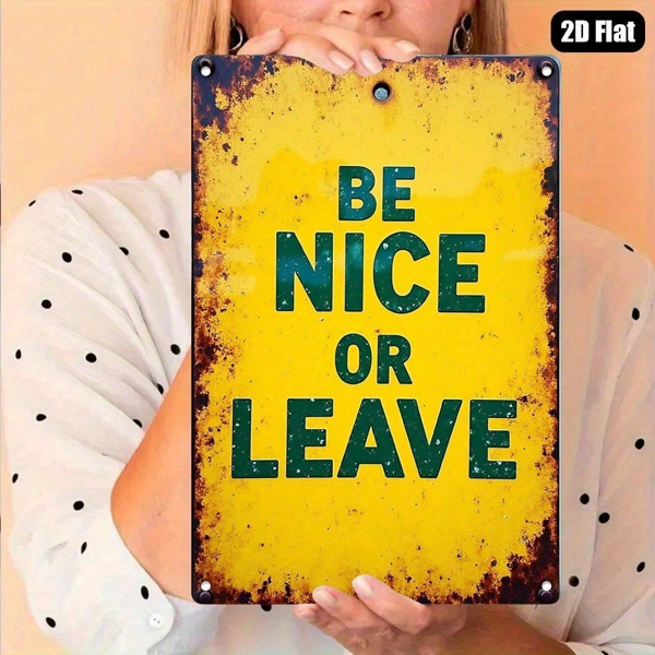 CIFbuy Retro "Friend Or Leave" Metal Wall Art, Distressed Yellow & Black Tin Sign, Vintage Farmhouse Decor For Home Porch Office, 12x8 TikTok, TikTok, gn, Vintage Farmhouse Decor For Home Porch Office Self-pickup Logiopics