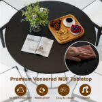 Black 47" Round Dining Table , Family-Sized for 4-6 People, Hourglass Metal Base & Curved Tabletop - Image 10