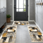 Three-piece kitchen rug set, non-slip and washable, abstract pattern kitchen hallway rug, soft and comfortable, suitable for sinks, floors, entrances, hallways and bathrooms. - Image 11