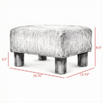 Small Charcoal Gray Linen Foot Stool – Cube Ottoman Foot Rest with Sturdy Plastic Legs for Cozy Seating - Image 3