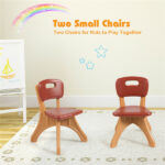 Brown Kids Table and 2 Chairs Set with 4 Storage Boxes, Toddler Activity Table for Drawing Playing Eating, Children Furniture for Indoor Outdoor - Image 9