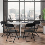 Replace 8542051 4pcs Injection Molding Classic Garden Plastic Folding Chair Black - Image 6