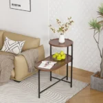 2 Tier Oval End Tables Wooden Small Side Table, 27" Round Coffee Table with Storage Tray, Modern End Table for Living Room, Office, Apartment,Walnut Brown (Shipment from Walmart) - Image 6