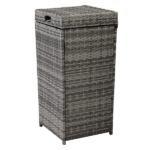 With Top Cover Iron Frame Rattan Trash Can Gary Gradient - Image 7