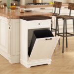 10 Gallon Tilt Out Trash Cabinet Freestanding Trash Bin Cabinet Wood Garbage Recycling Cabinet with Hideaway Drawer Pet Proof Trash Can Holder for Kitchen Living Room, Antique White (not include can) - Image 25