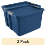 (2 pack) 20 Gallon Large Storage Bin, Plastic Storage Container with Latch Lid, Blue(Shipment from Walmart)