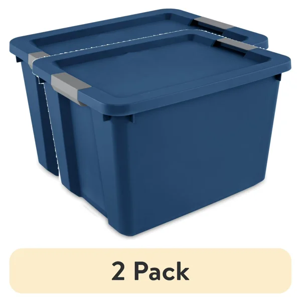 (2 pack) 20 Gallon Large Storage Bin, Plastic Storage Container with Latch Lid, Blue(Shipment from Walmart)