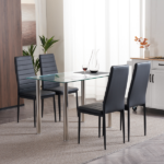 4pcs Elegant Assembled Stripping Texture High Backrest Dining Chairs Black Replace encoding 13028198-18410366 - Image 125