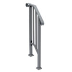Handrails for Outdoor Steps, Iron Handrail Fits 1 Step, Transitional Handrail with Installation Kit, Silver - Image 2