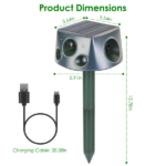 Solar & Type-C Rechargeable Animal Repeller - 3 Modes Ultrasonic+Buzzer+Vibration, IP66 Waterproof, 2200mAh Battery, Repels Moles Bats Squirrels Birds for Yard Garden Farm - Image 13