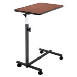 Multifunctional Adjustable Bedside Table MDF/Iron/4 Wheels With Brake, Dark Wood Grain Color - Image 17