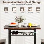 3-Piece Dining Table Set (Rustic Brown + Black), Space-Saving Tuck-under Chair Design - Image 5