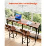 Bar Table, 1PCS 63″ Kitchen Bar Table, Tall Dining Table with Smooth Rounded Edge, Rectangular High Top Table for Balcony or Living Room, Light Brown and Black, Extended Horizontal Layout (Shipment from Walmart) - Image 6