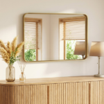 Anti-Fog Bathroom Wall Mirror – 30" x 40" Shatterproof Mirror with Rectangular Metal Frame, Gold (Shipment from Walmart)