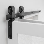 60" Bi-Folding Sliding Barn Door Hardware Kit for 2 Doors,Smoothly&Quietly,Black Track J Shape Roller-[Doors not Included] - Image 5
