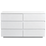 Handle-Free 6-Drawer Storage Cabinet Chest of Drawers with USB-Powered RGB LED Strip 47.24*15.75*27.56in High-Gloss White - Image 2