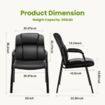 Faux Leather Waiting Room Chair, Office Guest Chair with Padded Arms, for Reception, Conference, Meeting, or Home Use, Basic Black(1 PCS) - Image 2