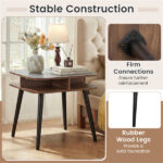 Faux Marble Side Table with 4-Sided Storage Shelves, 24" Square End Table for Living Room Bedroom - Image 7