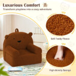 Bear-Shaped Kids Sofa, Teddy Fleece Foam Chair for Toddlers 3+, Portable Bear-Shaped Couch (Brown) - Image 10